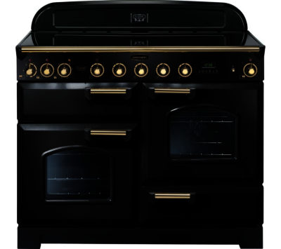 RANGEMASTER  Classic Deluxe 110 Electric Induction Range Cooker - Black & Brass